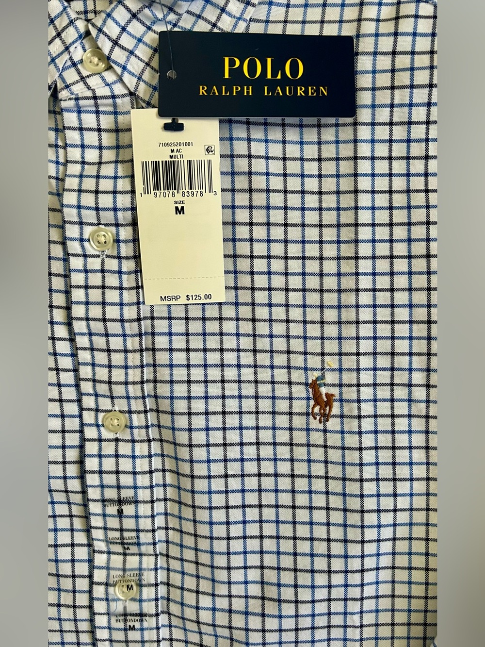 Polo Ralph Lauren Classic Tattersall Oxford Button-Down Shirt - L - Blue - BNWT